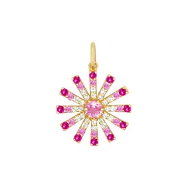 Pink Tourmaline and Diamond Sunburst Pendant