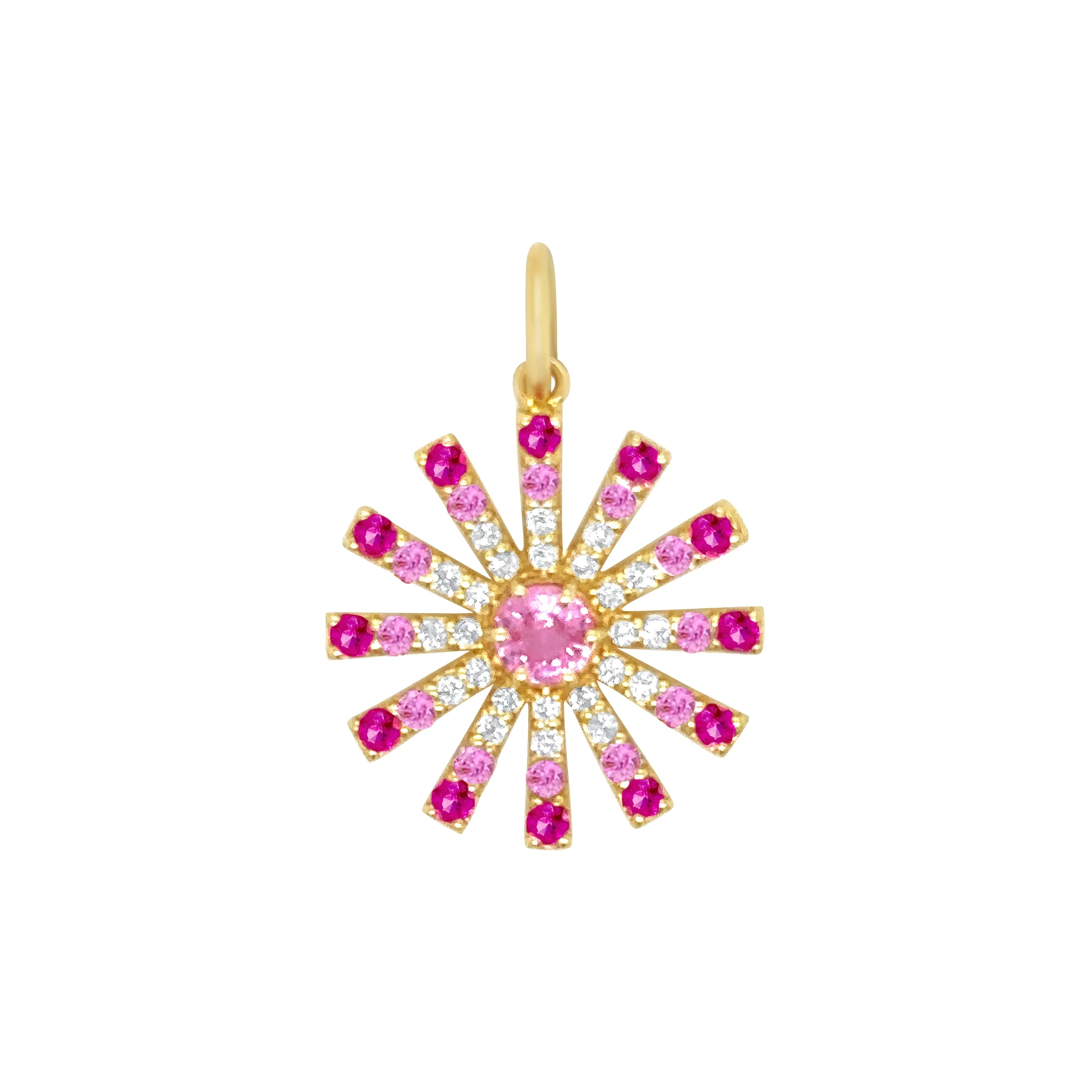 Pink Tourmaline and Diamond Sunburst Pendant