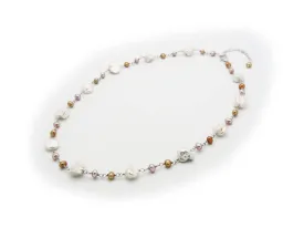 "Under the Sea" Necklace freshwater & Keshi Pearls Rhodium Pl Silver, 16"