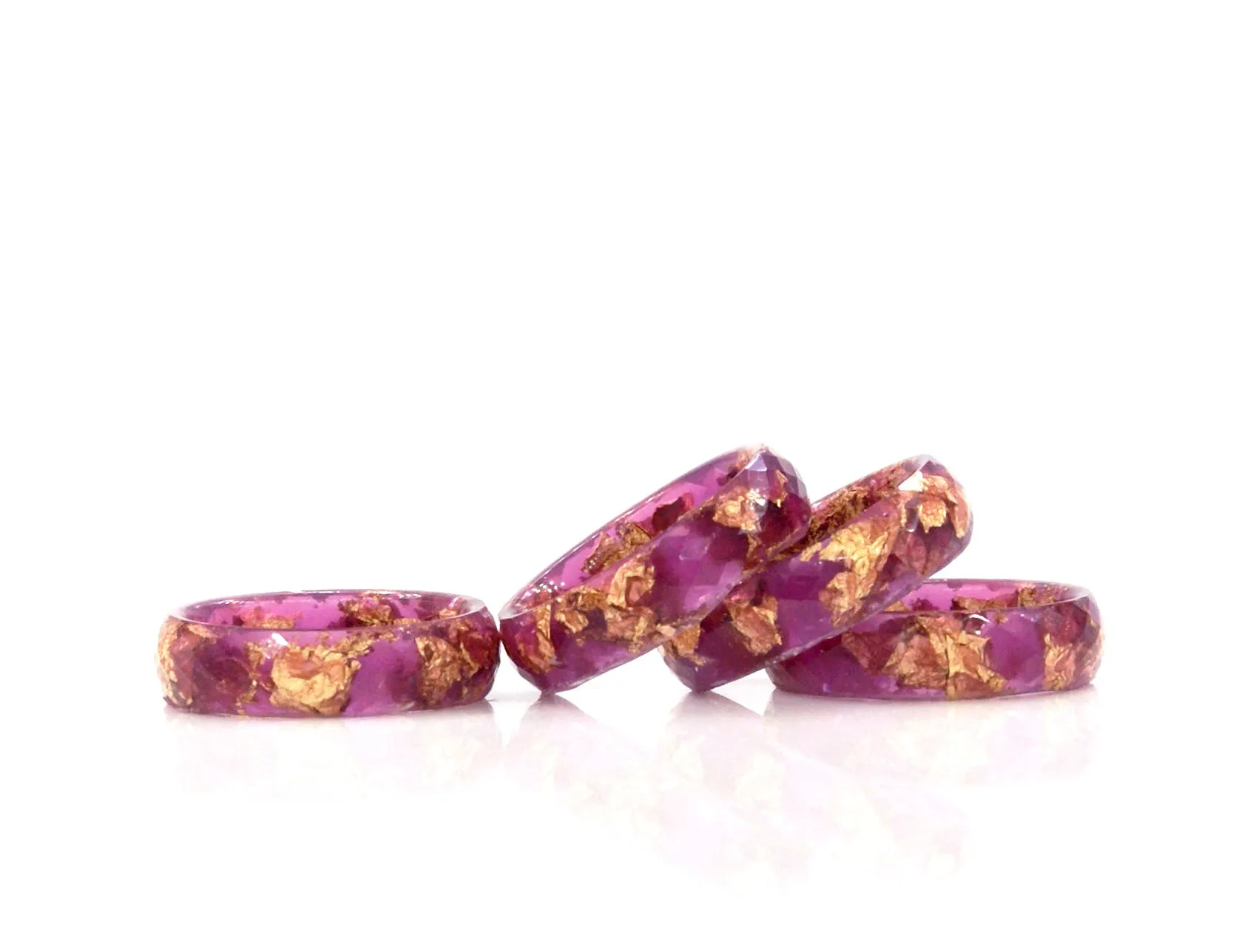 Raspberry and Gold Flake Resin Ring, Size 5-9