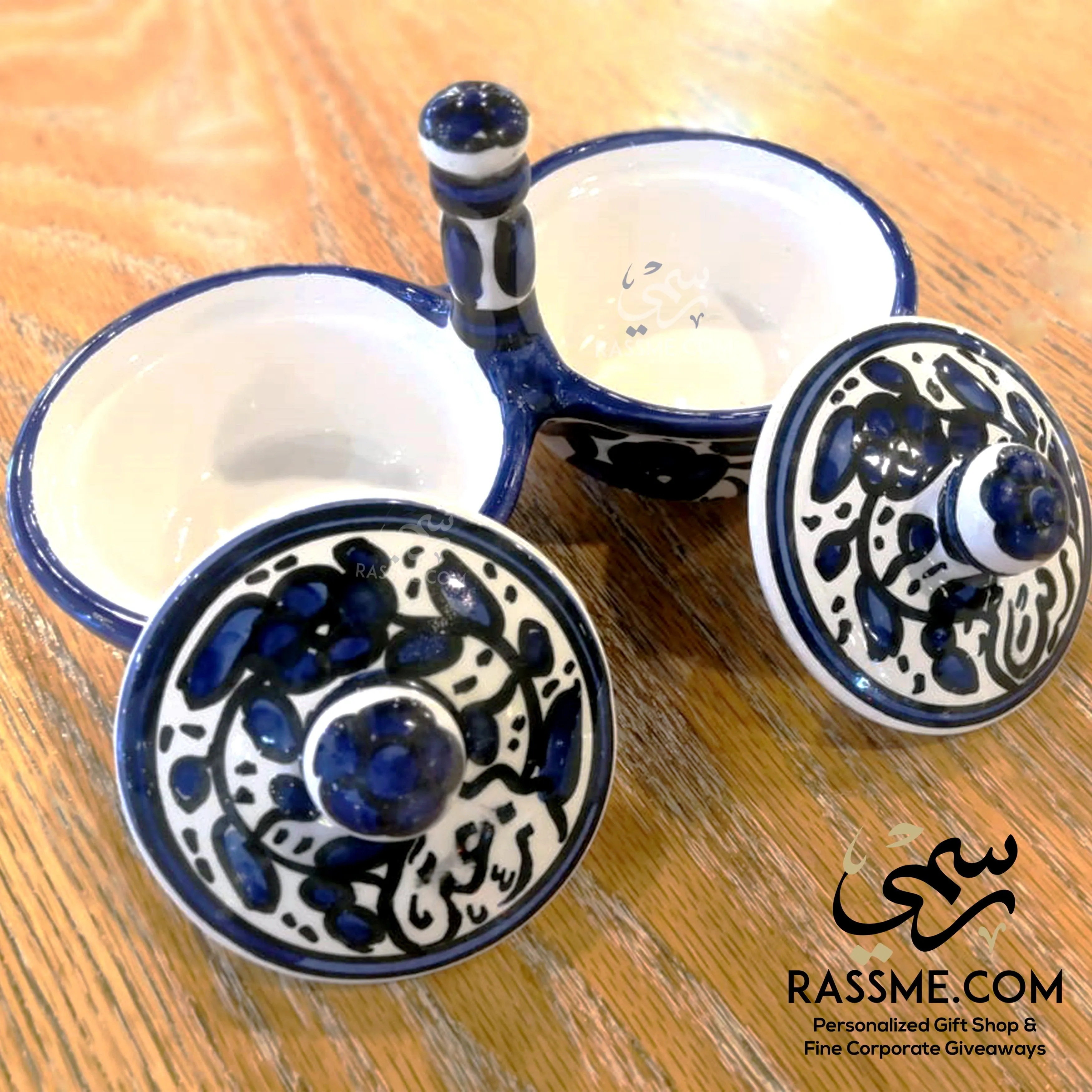 Rassme -  Hand Painted Ceramic Olive Oil & Thyme - Zeit w Zaater - سيراميك زيت وزعتر