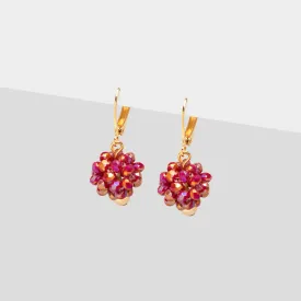 Red Bead Gold Earrings