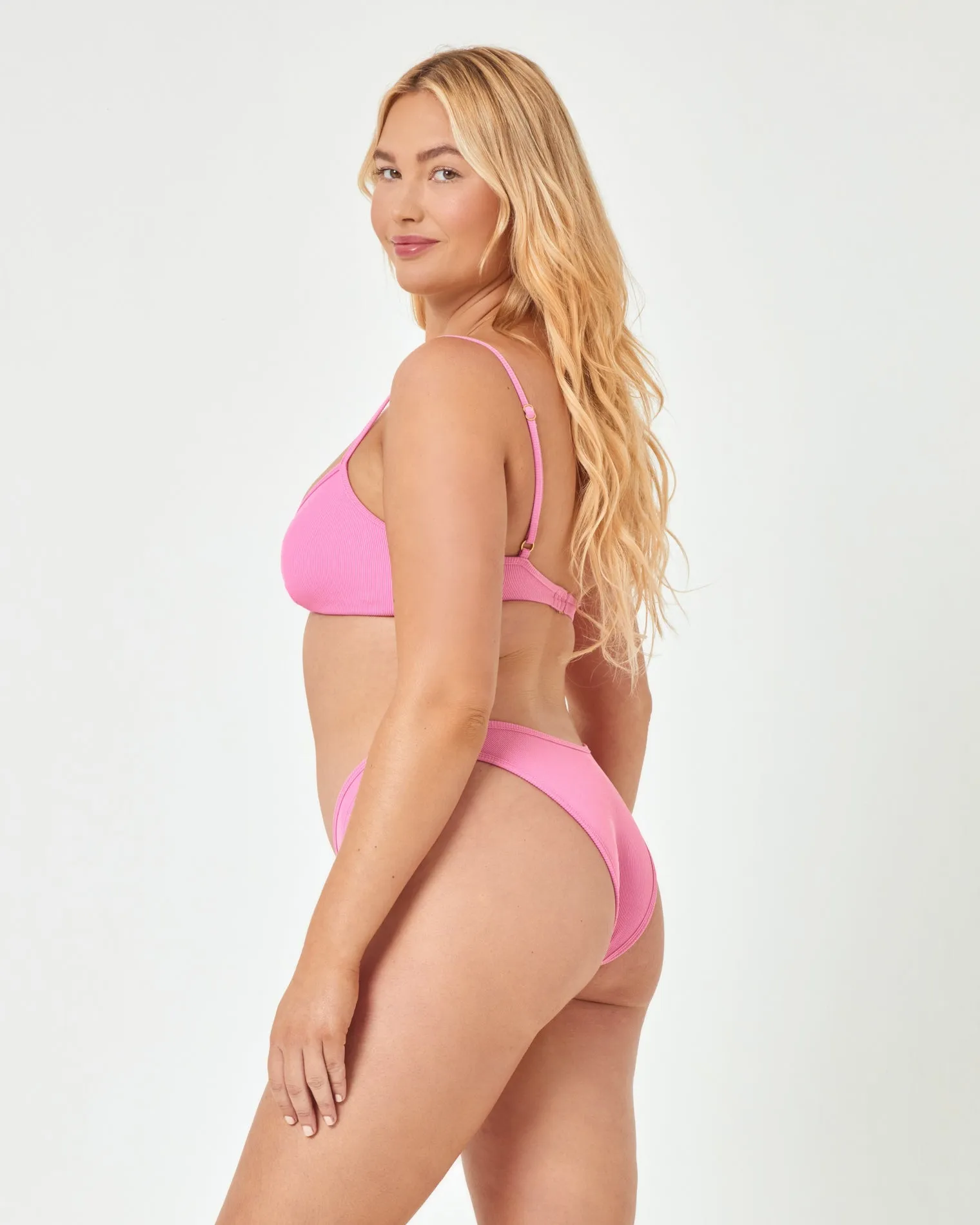 Ribbed Camacho Bikini Bottom - Guava