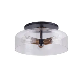 Robin Three Light Semi-Flush - Black and Brass