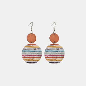 Round Shape Wooden Dangle Earrings