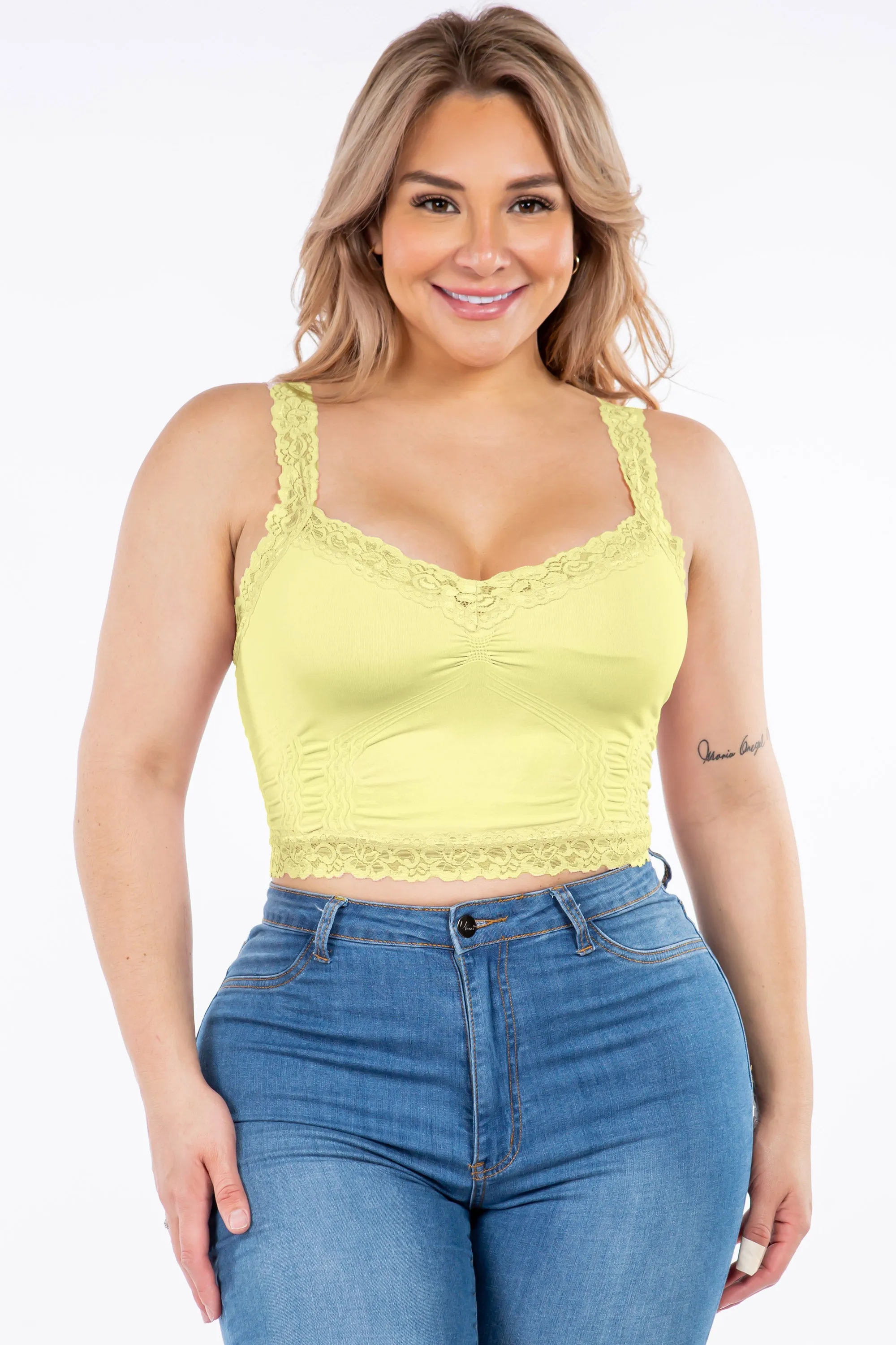 Seamless Bralette Camisole with Lace