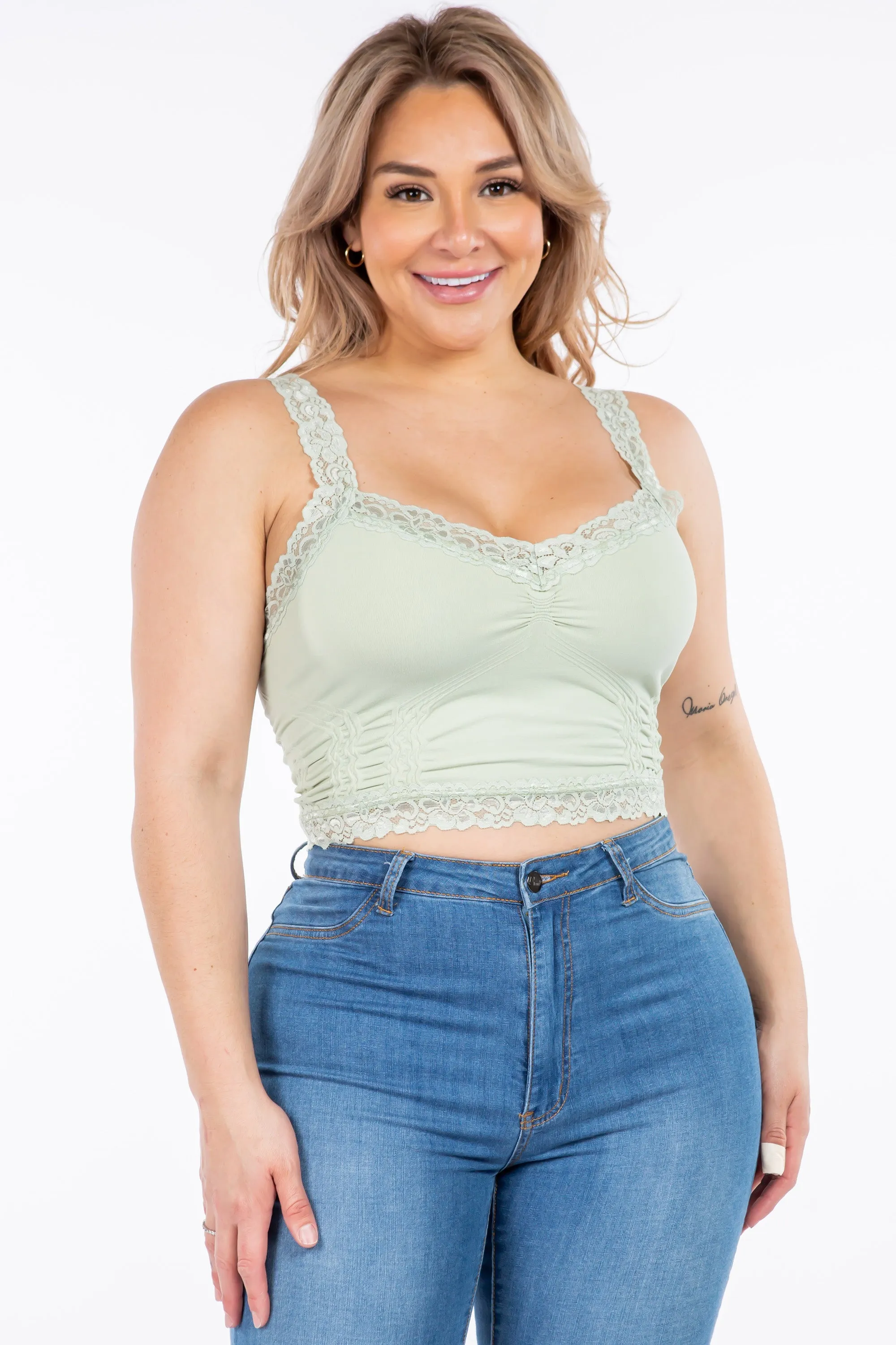 Seamless Bralette Camisole with Lace