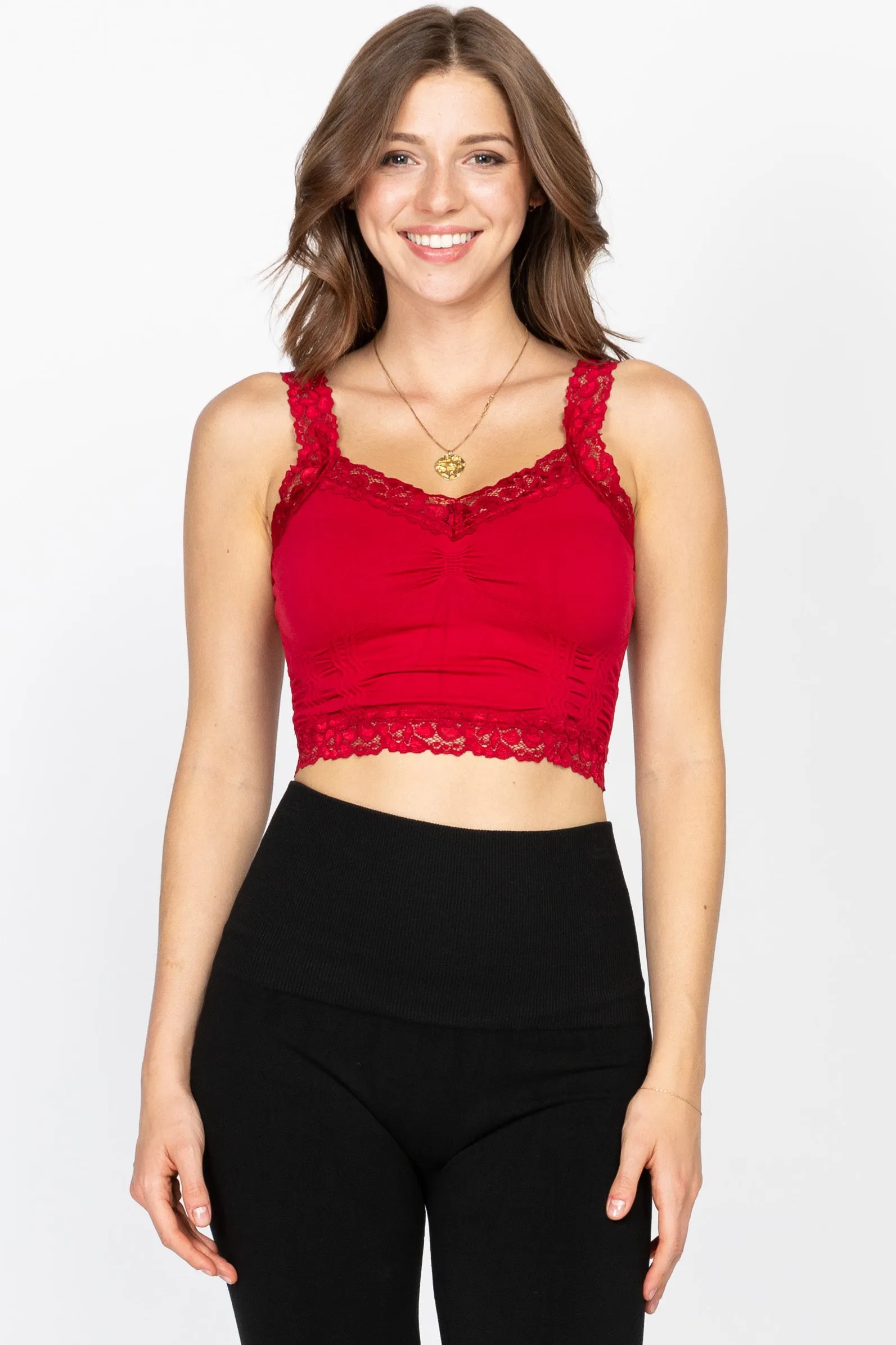 Seamless Bralette Camisole with Lace