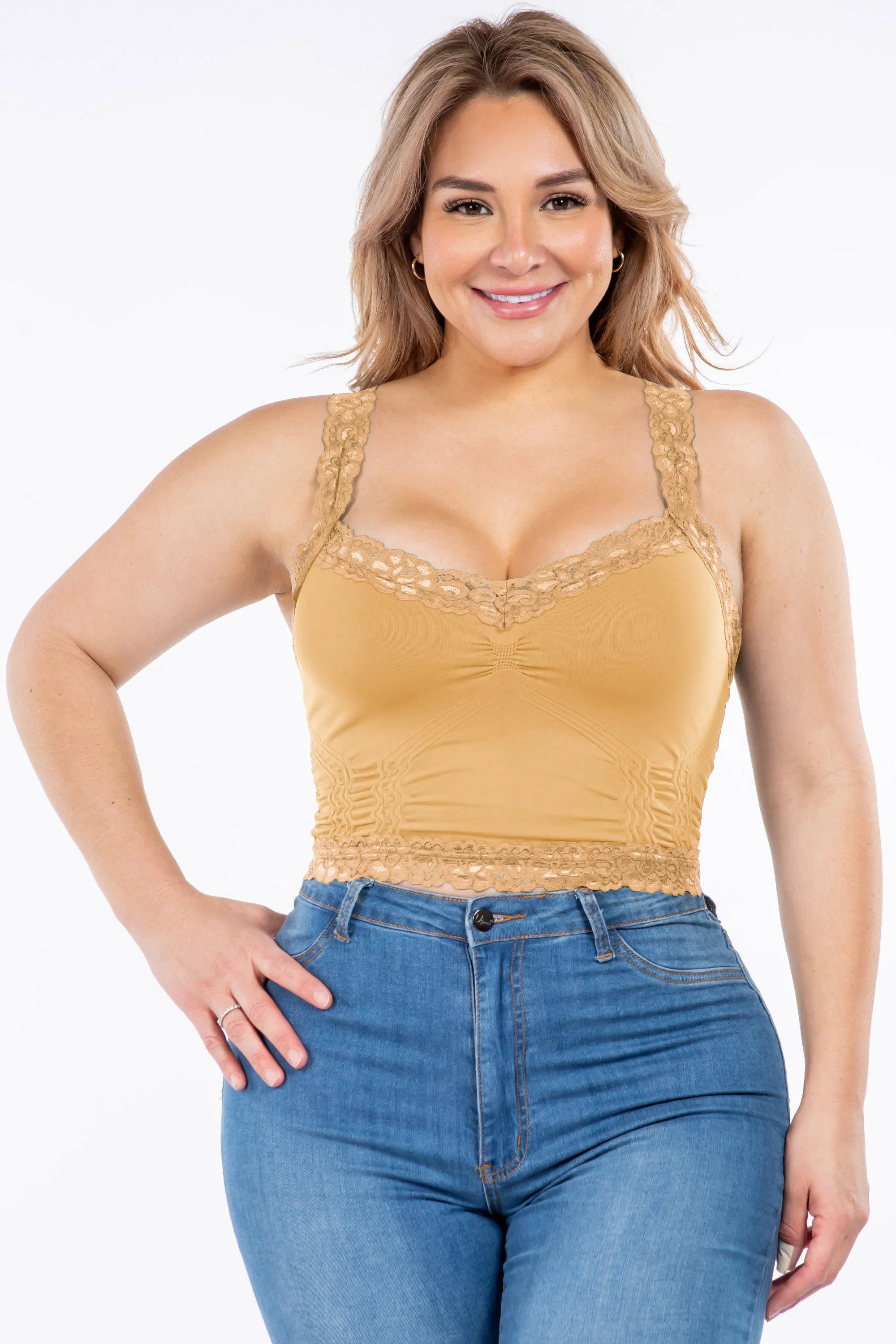 Seamless Bralette Camisole with Lace