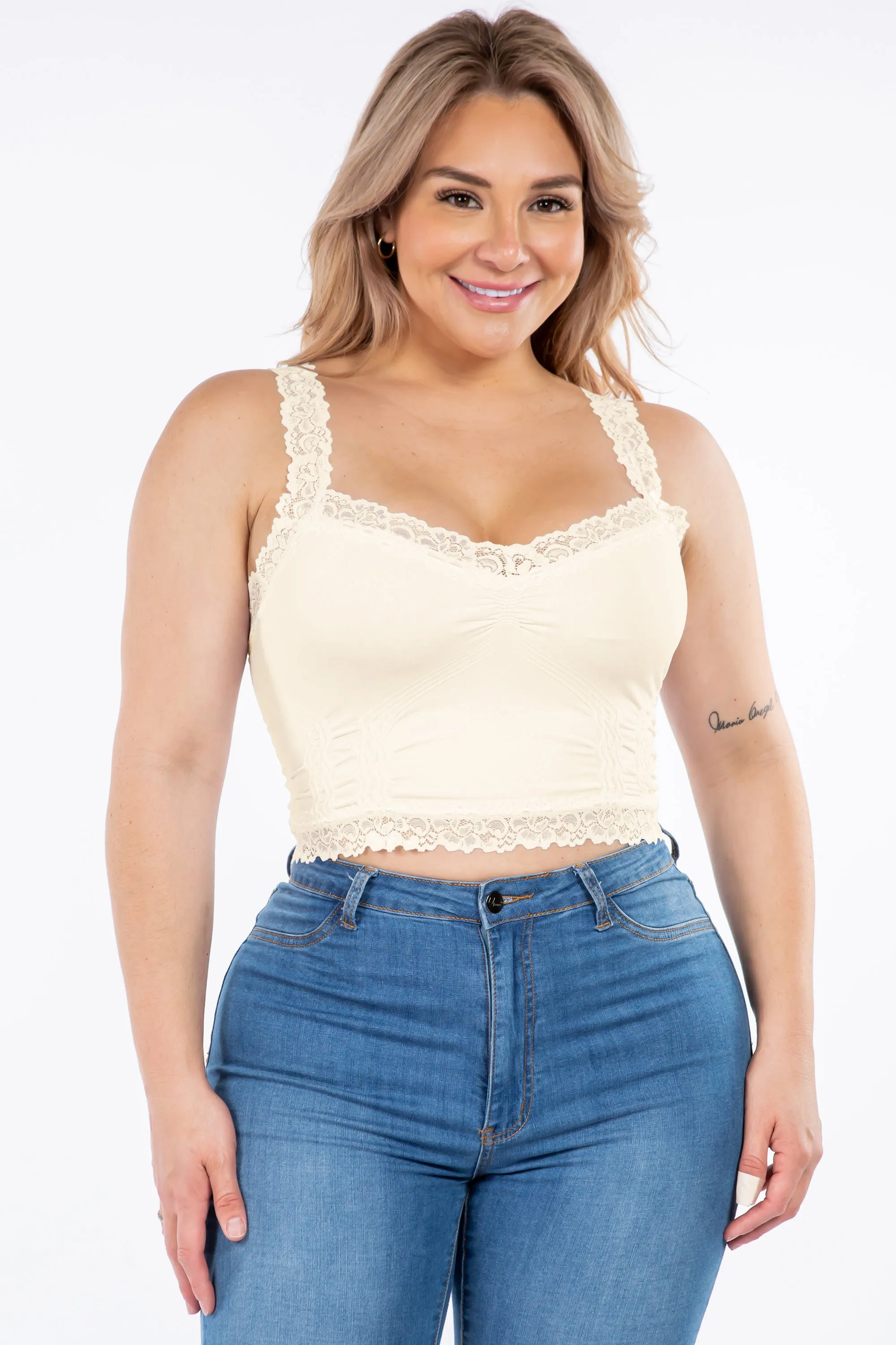 Seamless Bralette Camisole with Lace