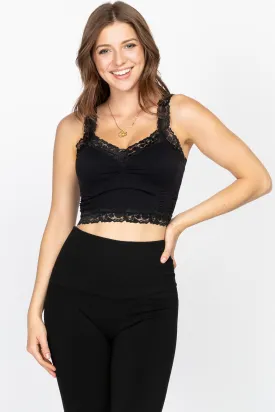 Seamless Bralette Camisole with Lace