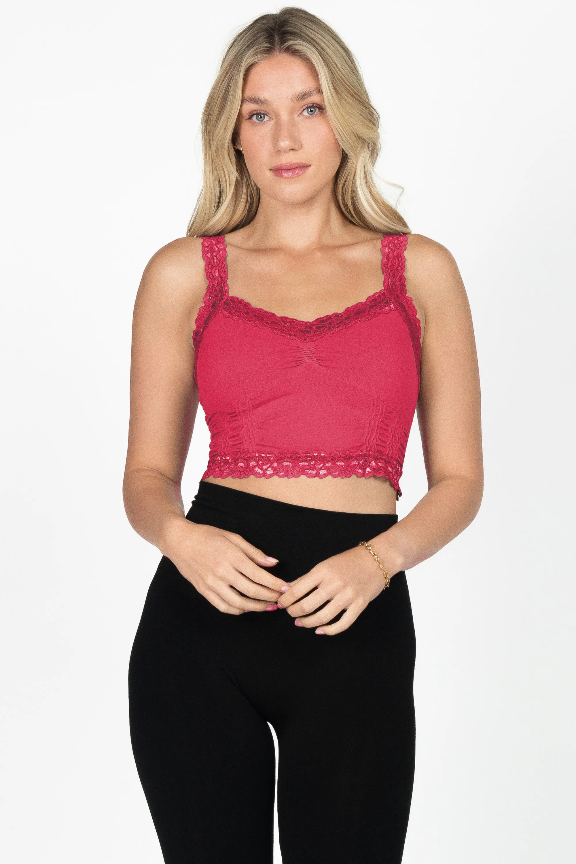 Seamless Bralette Camisole with Lace