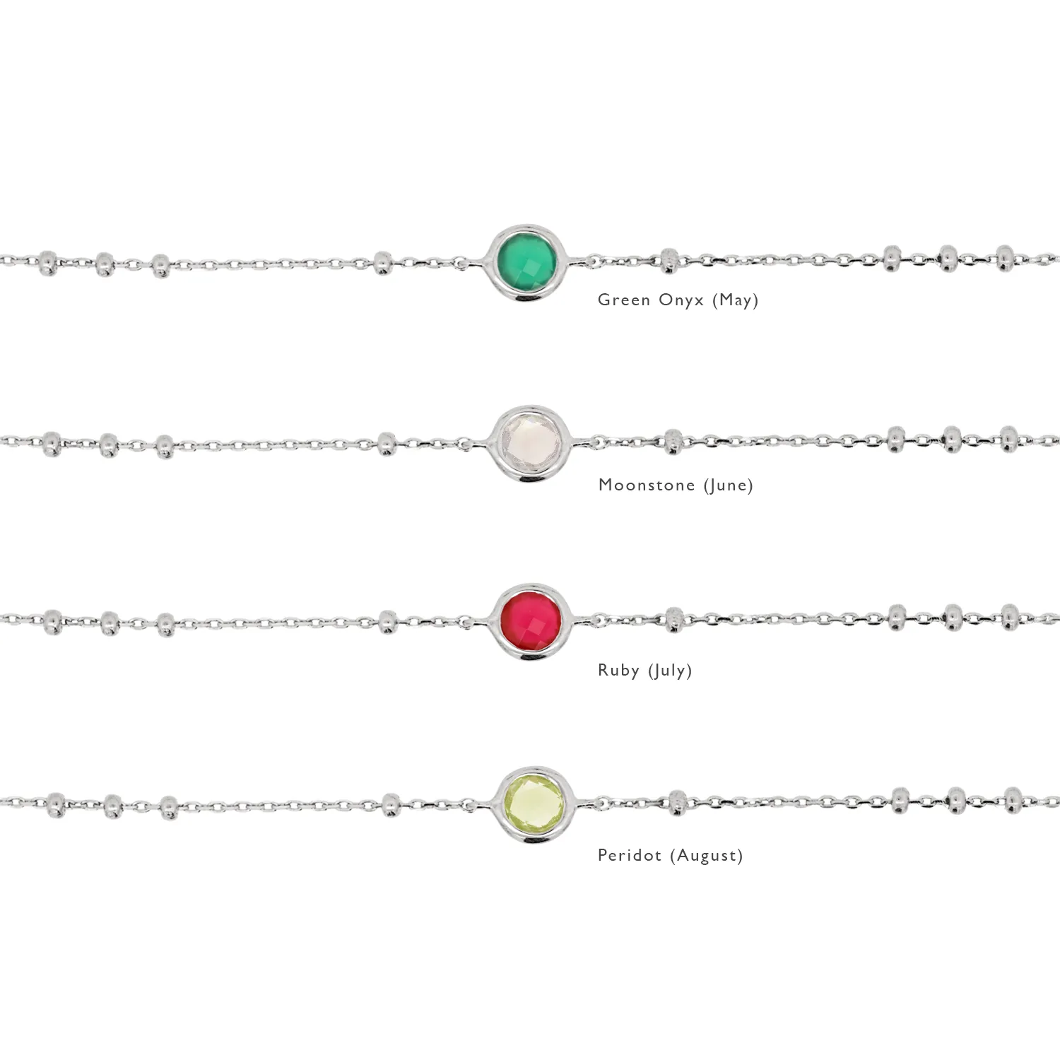 Silver Birthstone Bracelet