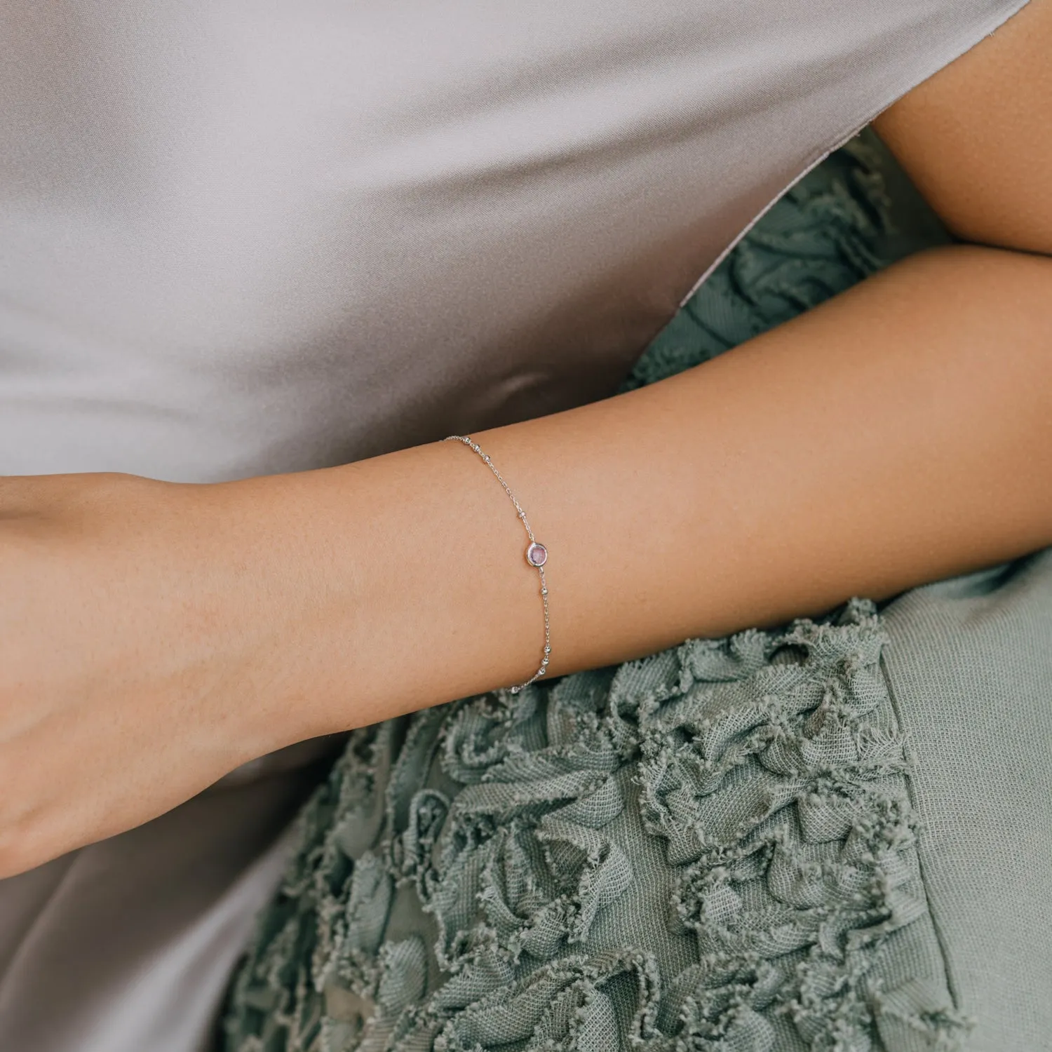 Silver Birthstone Bracelet