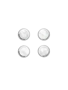 Silver Dress Studs - Circular Mother of Pearl