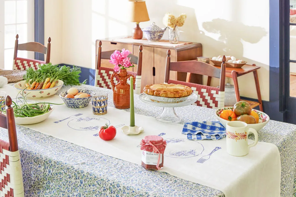 Silver Service Embroidered Table Runner