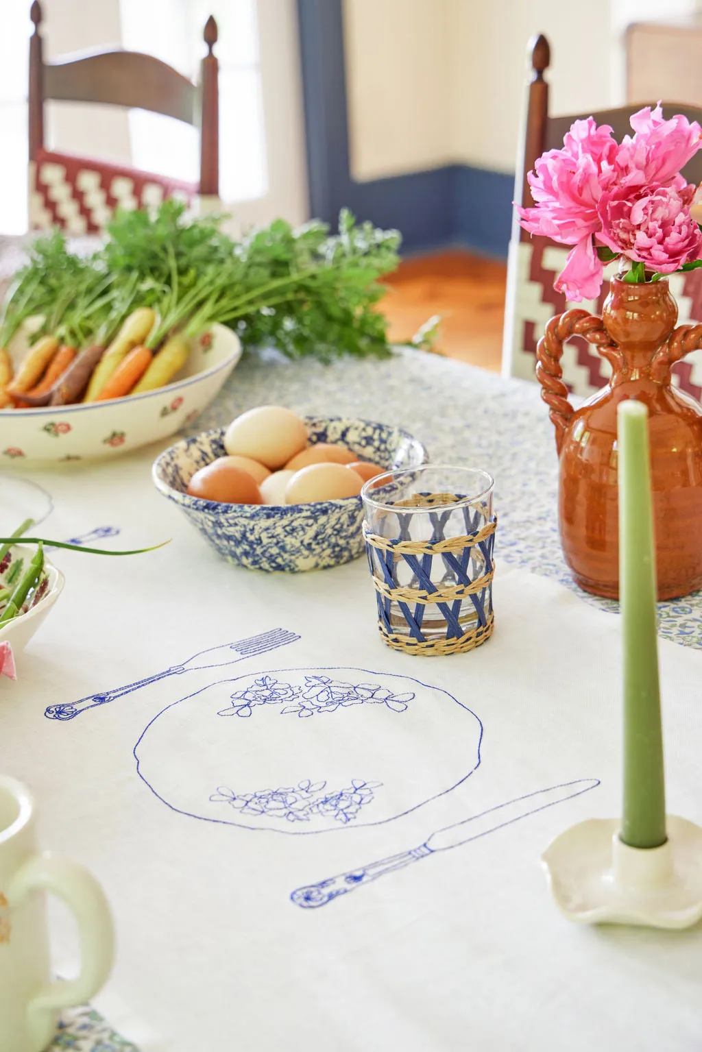 Silver Service Embroidered Table Runner