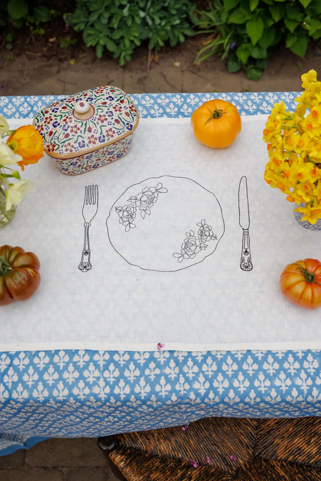 Silver Service Embroidered Table Runner