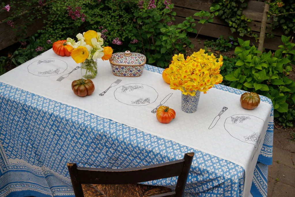 Silver Service Embroidered Table Runner