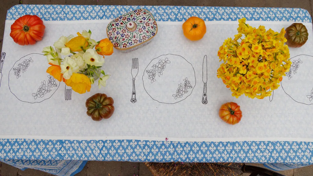 Silver Service Embroidered Table Runner