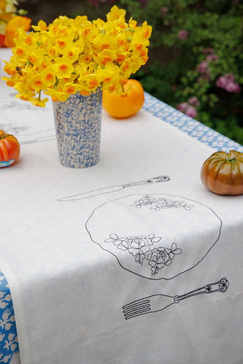 Silver Service Embroidered Table Runner