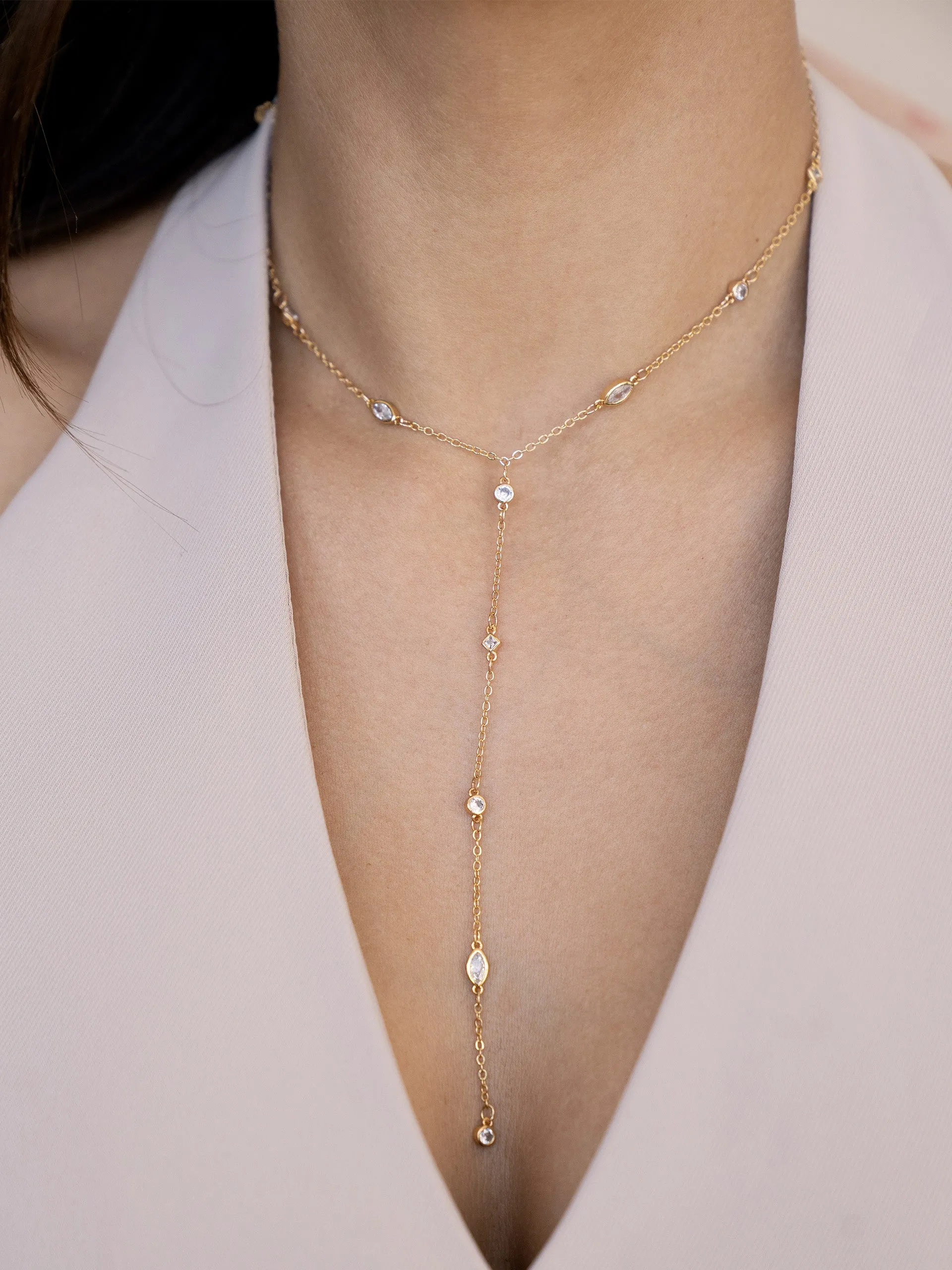 Simple Statement Crystal Dotted Lariat