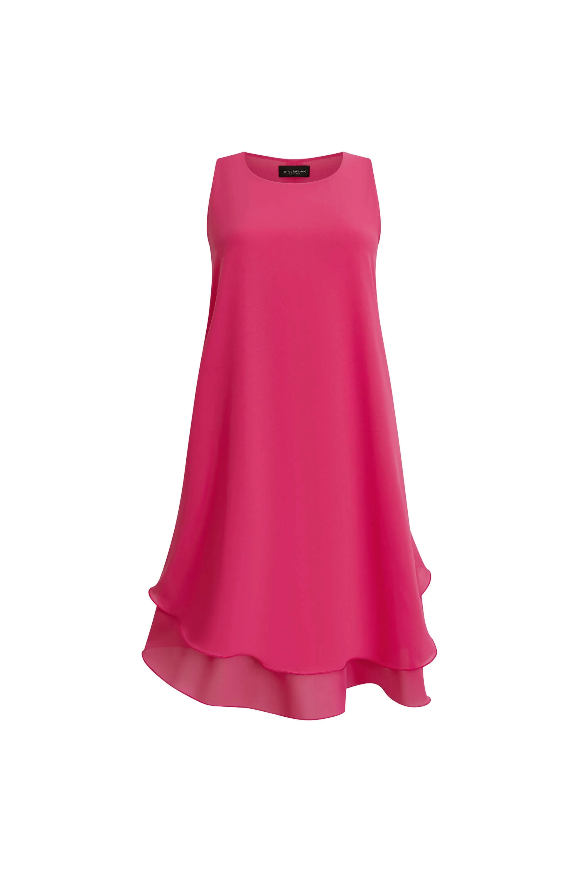 Sleeveless Wave Hem Dress Fuchsia