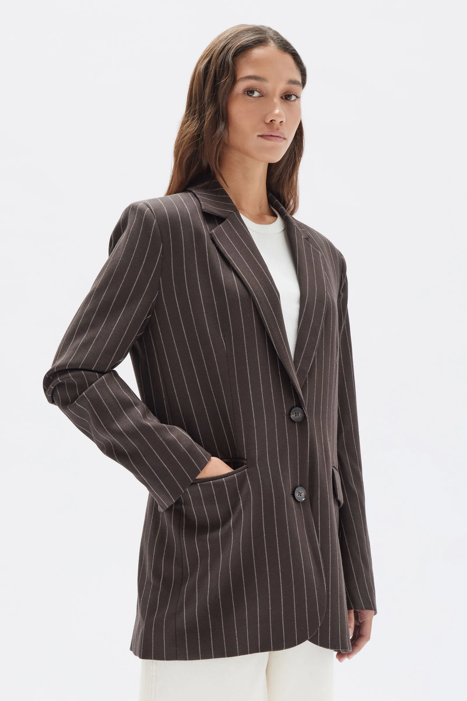 Sofia Wool Pinstripe Jacket