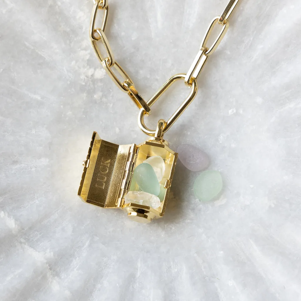 Stella Locket Necklace - Love/Rose Quartz/Gold