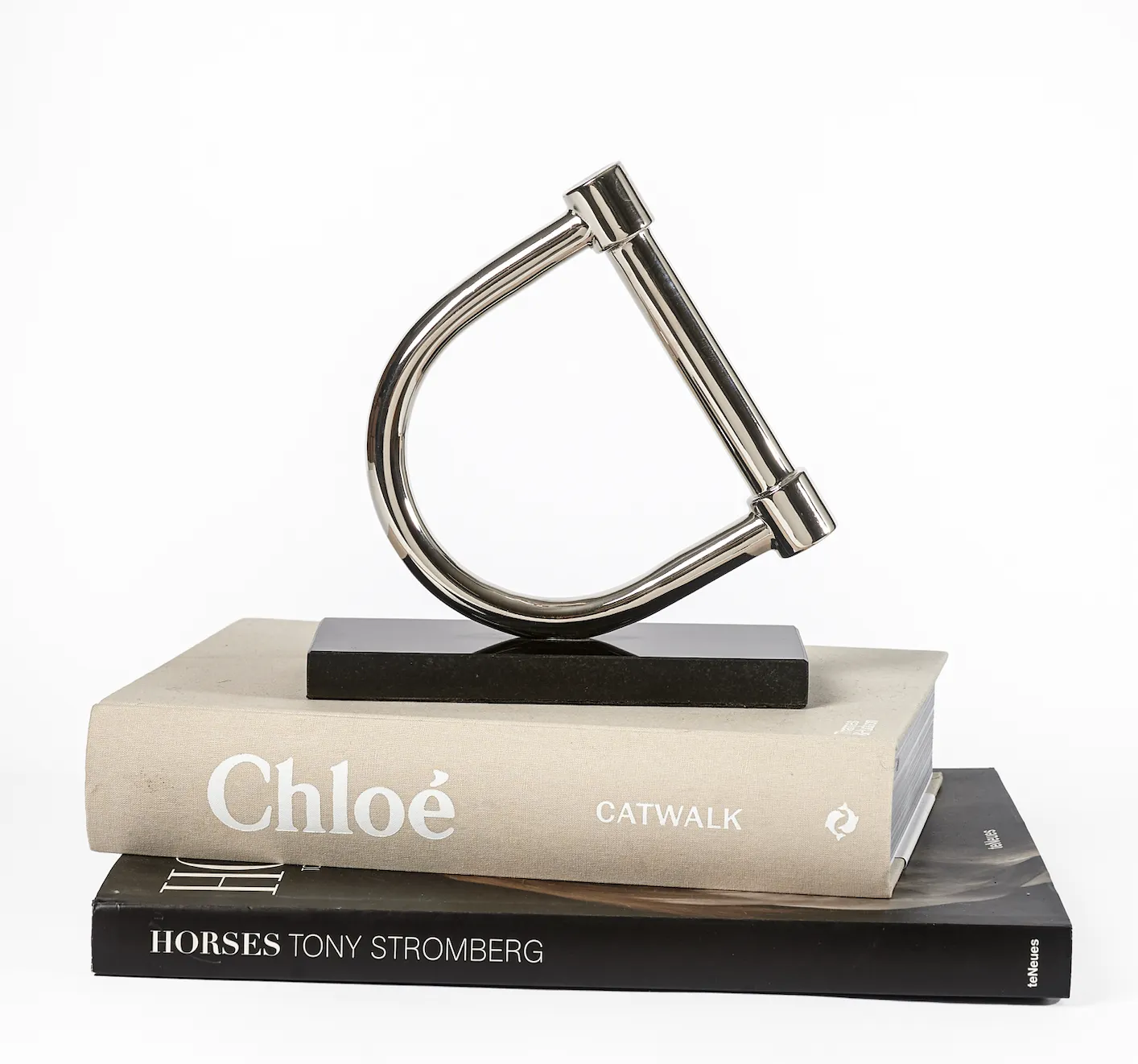 Stirrup Decor Silver with Black Marble stand.