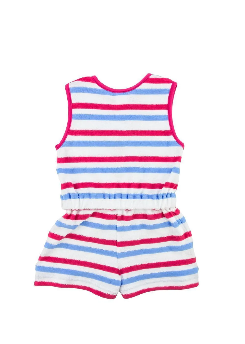 Stripe Terry Romper With Flowers