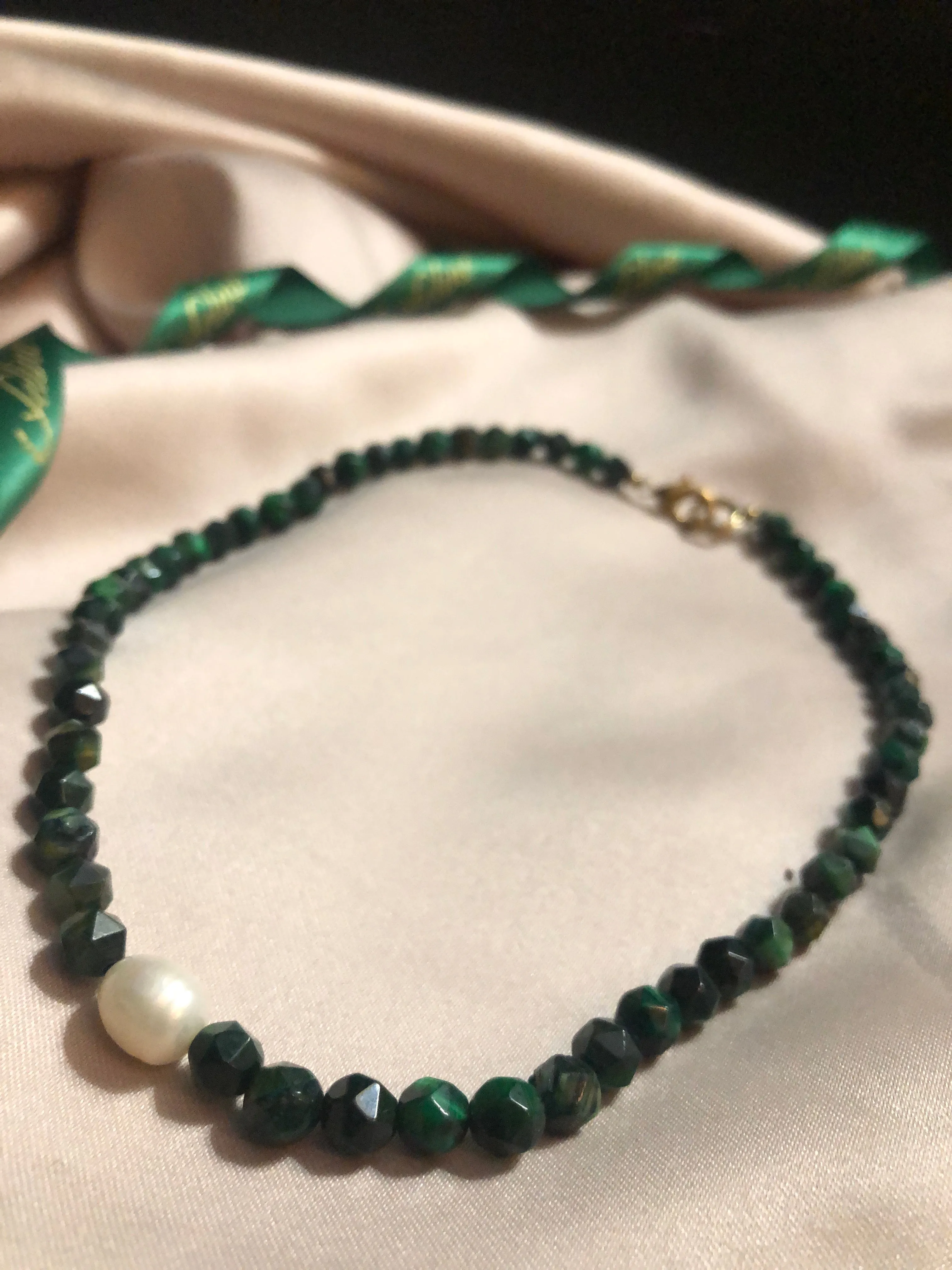 Sylvie Malachite   Pearl Necklace