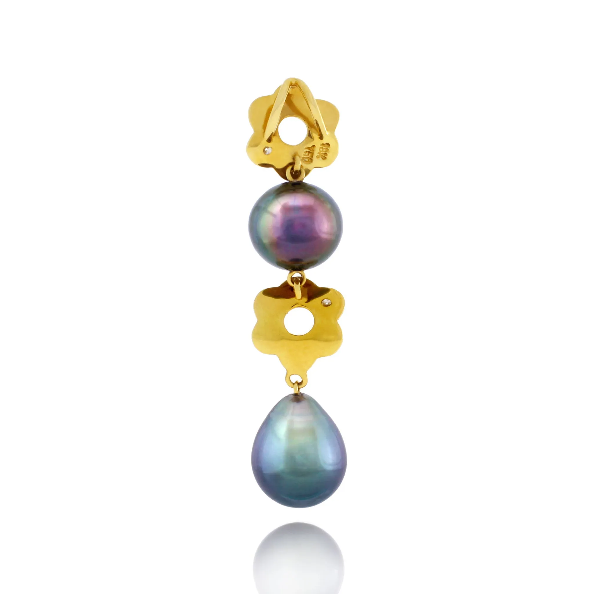 Tahitian pearl pendant in 18k yellow gold with diamonds - Tiare Tahiti - PEYDPE00595