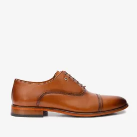 The Gambaha Tan Leather Quarter Brogue Cap Toe Oxford Men Shoe