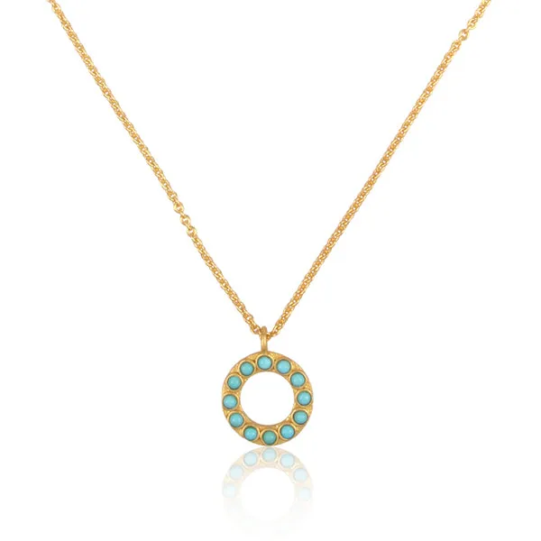 Turquoise Circle Pendant Necklace