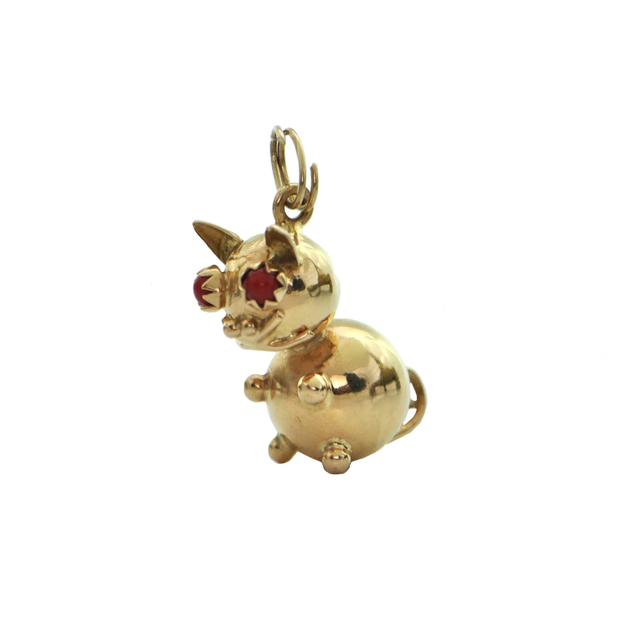 Vintage 14k Yellow Gold Cat Charm