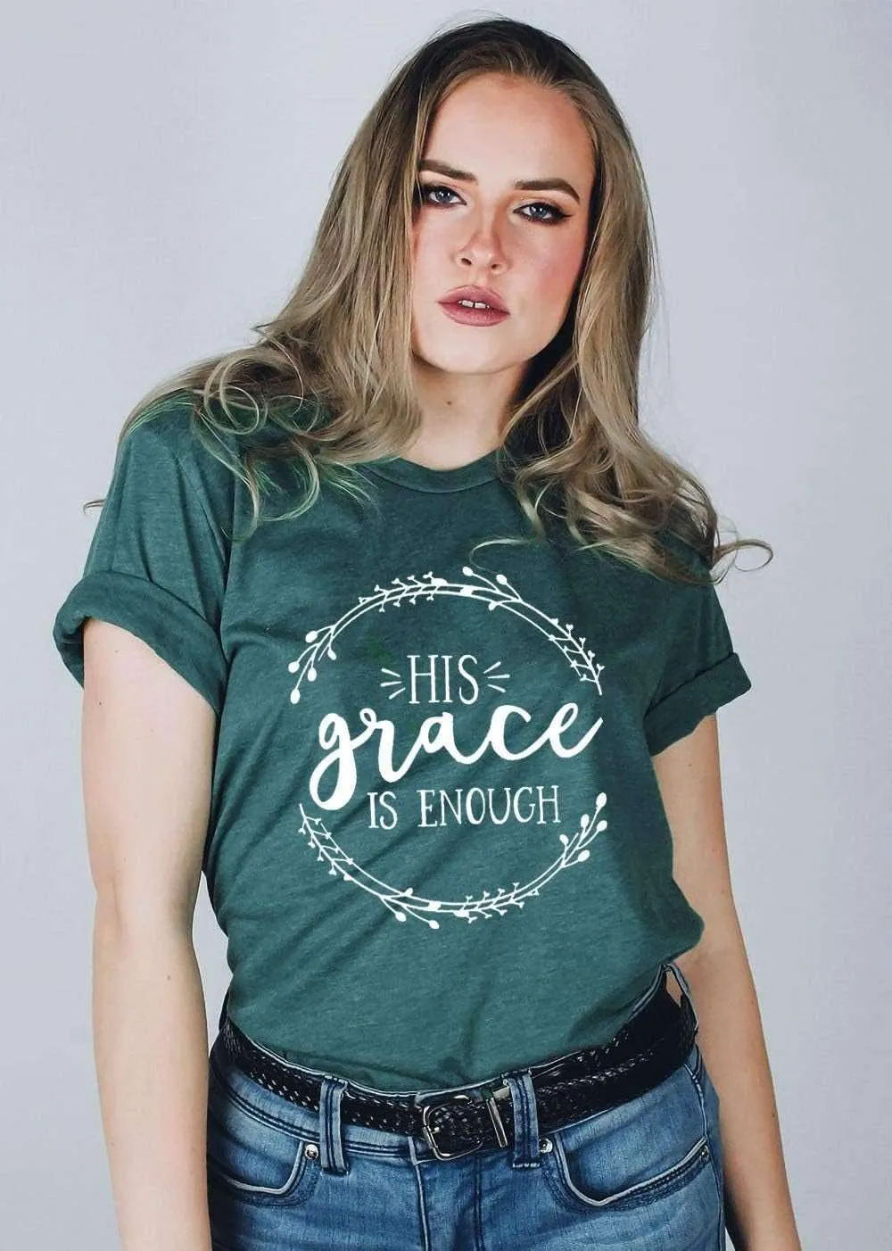 Women's His Grace Is Enough Short Sleeve Casual Tee Shirt