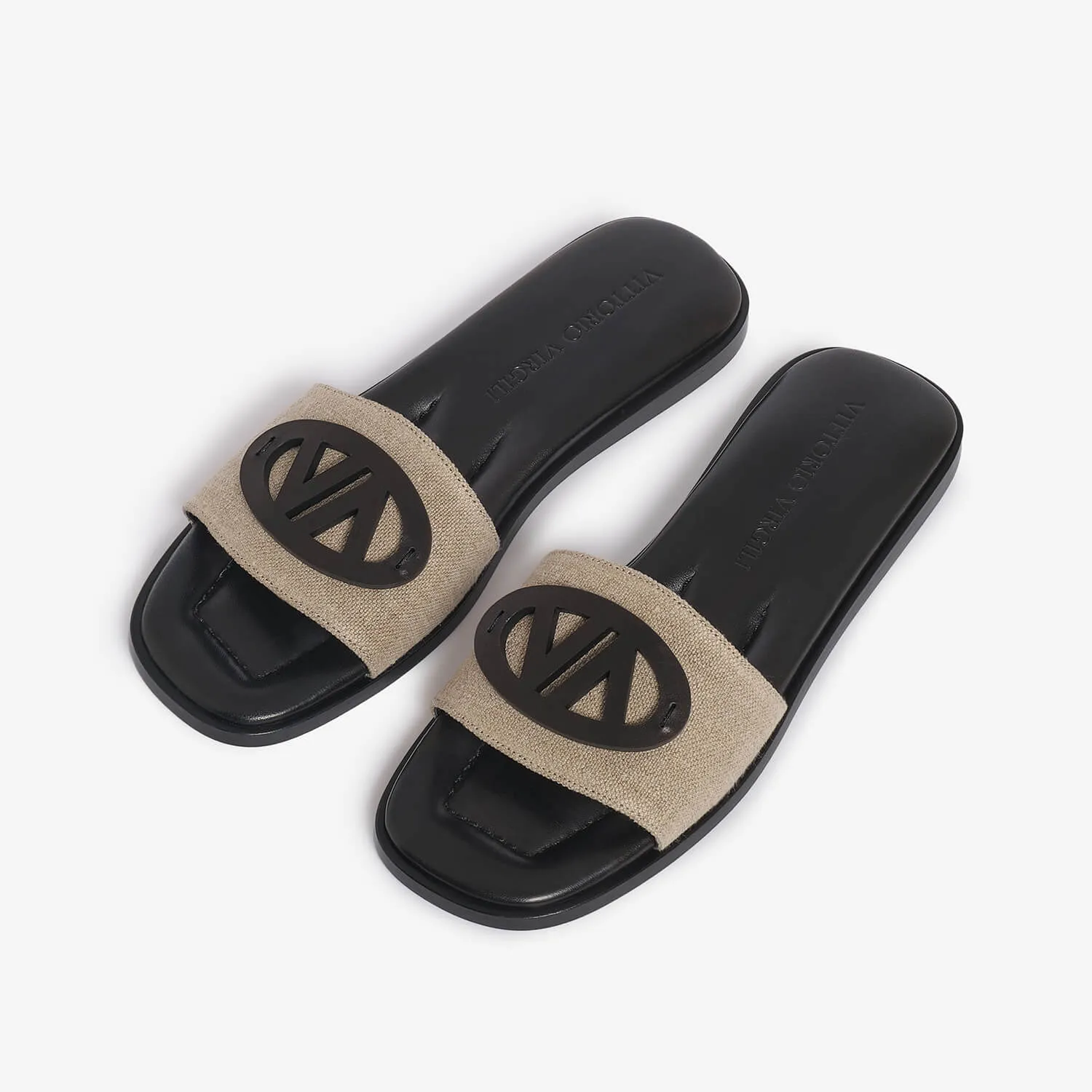 Women's linen slide sandal