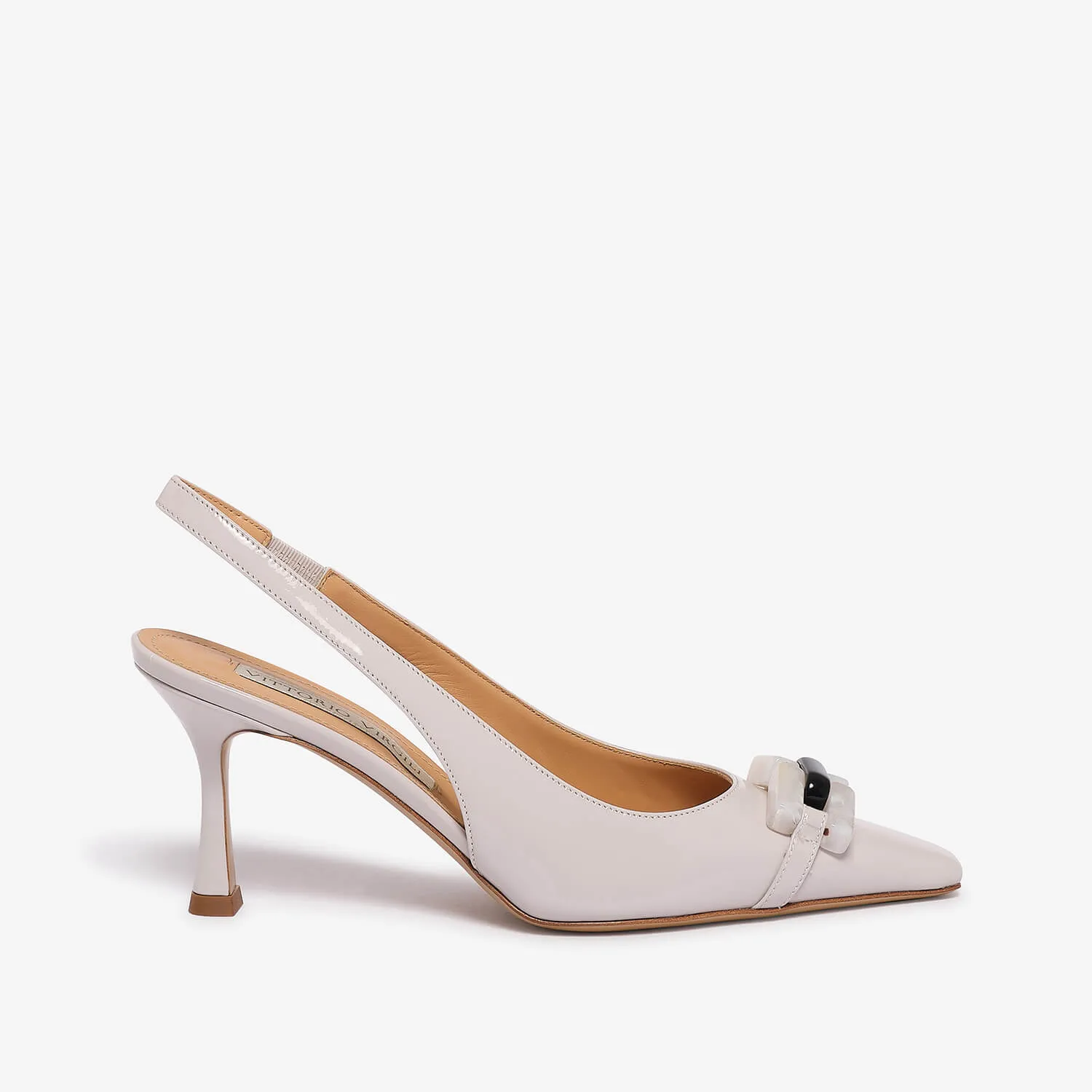 Women's patent leather sling back décolleté