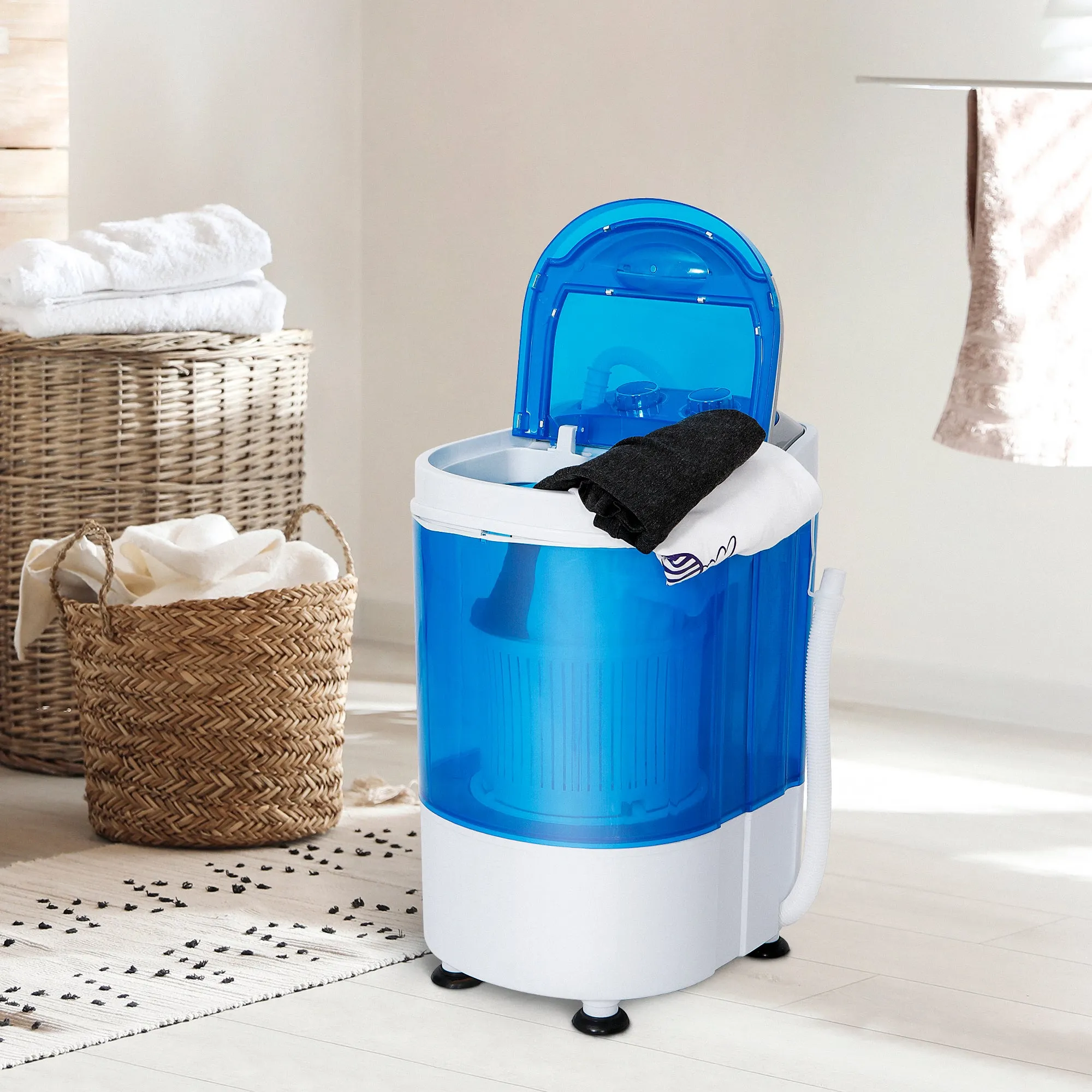 ZENY™ Mini Washer 5.7 lbs Capacity Portable Single Tub Compact Washing Machine with Spin Cycle Basket and Drain Hose,RVs 110V